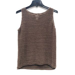 J.Jill Blouse Bohemian Silk Knit Brown Sleeveless Tunic Tank Casual Top EUC M
